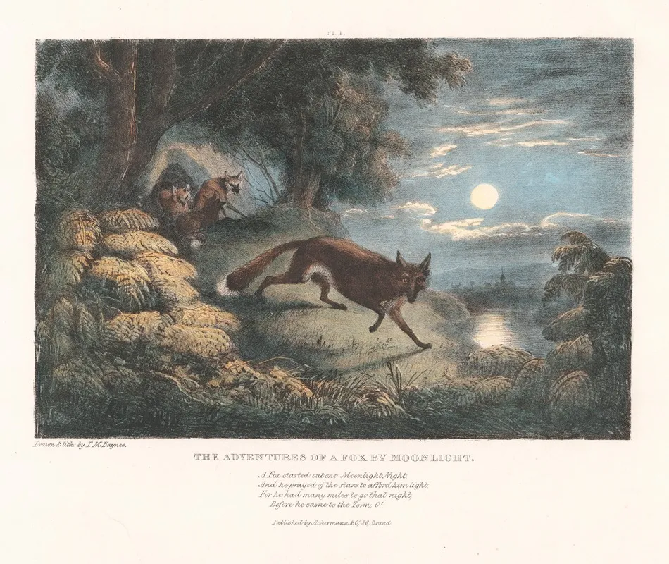 The Adventures Of A Fox By Moonlight Wall Art by Thomas Mann Baynes - High-Resolution Digital Print