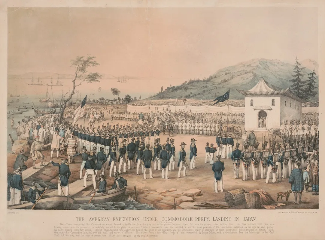The American Expedition Under Commodore Perry Landing In Japan July 14 1853 Wall Art by Hatch & Severyn - High-Resolution Digital Print