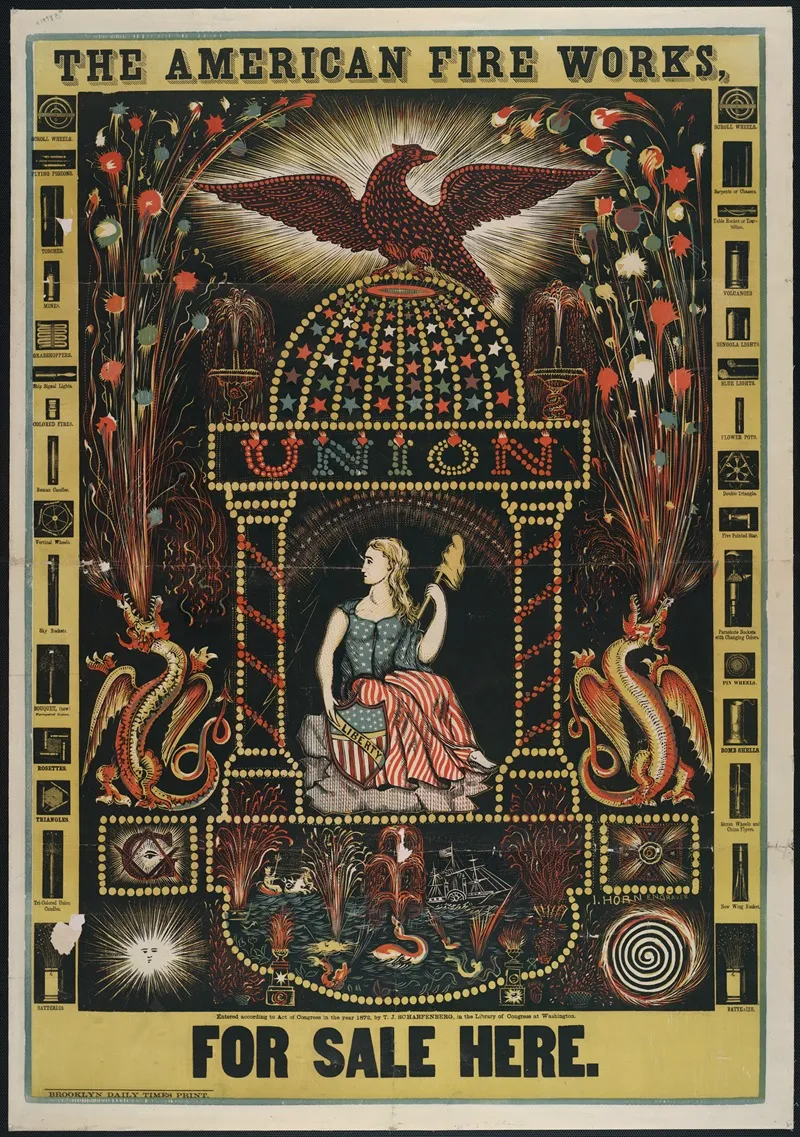 The American Fire Works Wall Art by I. Horn - High-Resolution Digital Print