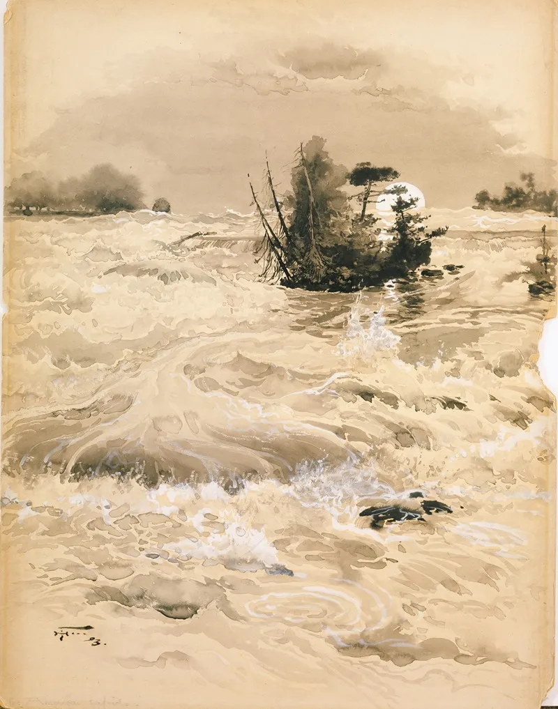 The American Rapids By Moonlight Wall Art by Harry Fenn - High-Resolution Digital Print