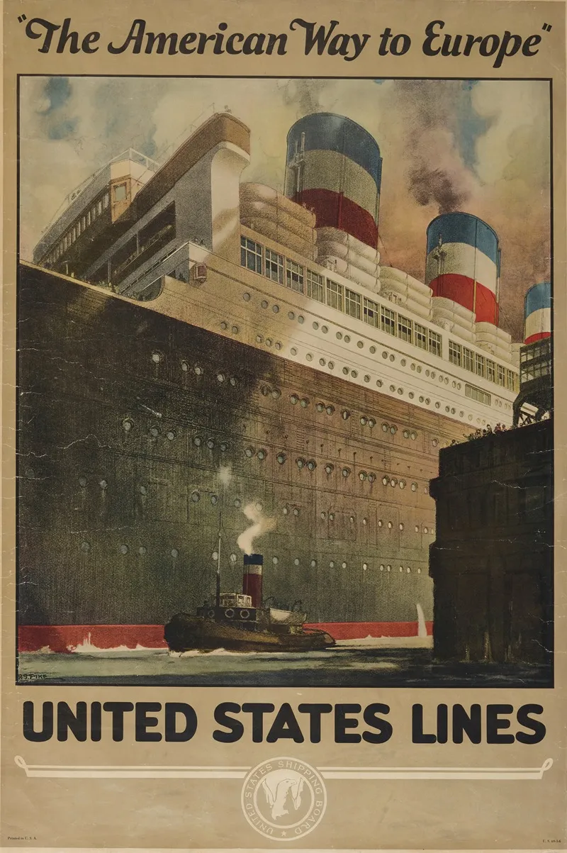 The American Way To Europe United States Lines Wall Art by R.S. Pike - High-Resolution Digital Print