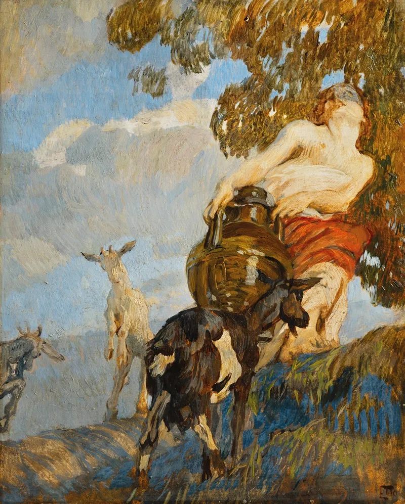 The Amphora Acquaiola Wall Art by Ettore Tito - High-Resolution Digital Print