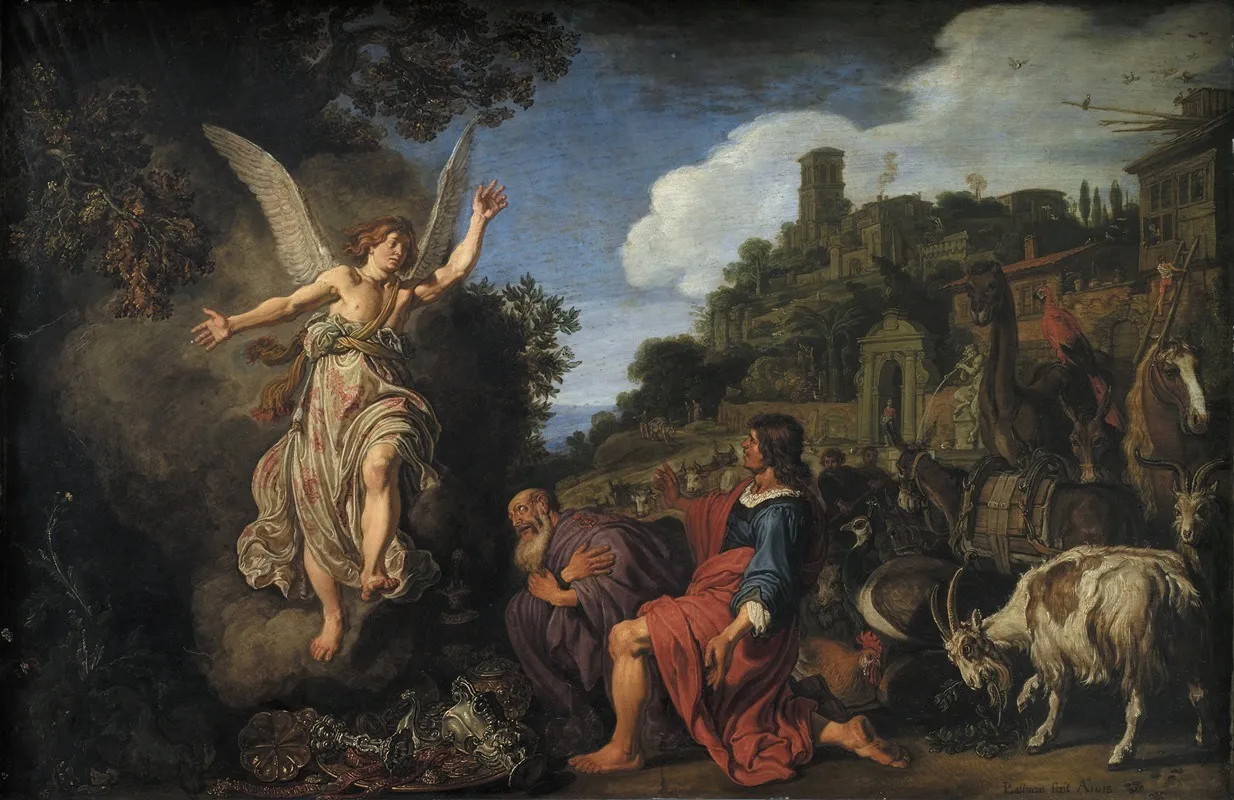 The Angel Raphael Takes Leave Of Old Tobit And His Son Tobias