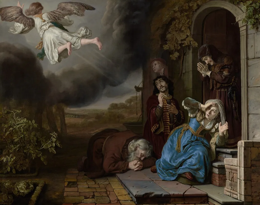 The Angel Taking Leave Of Tobit And His Family Wall Art by Jan Victors - High-Resolution Digital Print