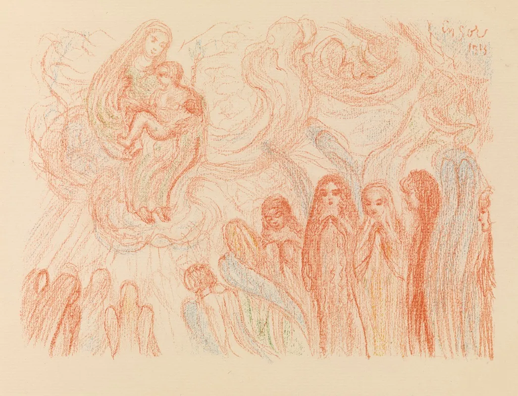The Angels Worship Mary Wall Art by James Ensor - High-Resolution Digital Print