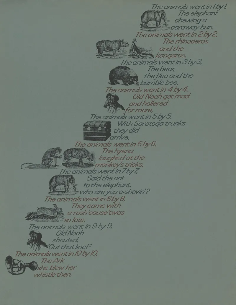 The Animals Went In 1 By 1 Wall Art by Herb Lubalin - High-Resolution Digital Print