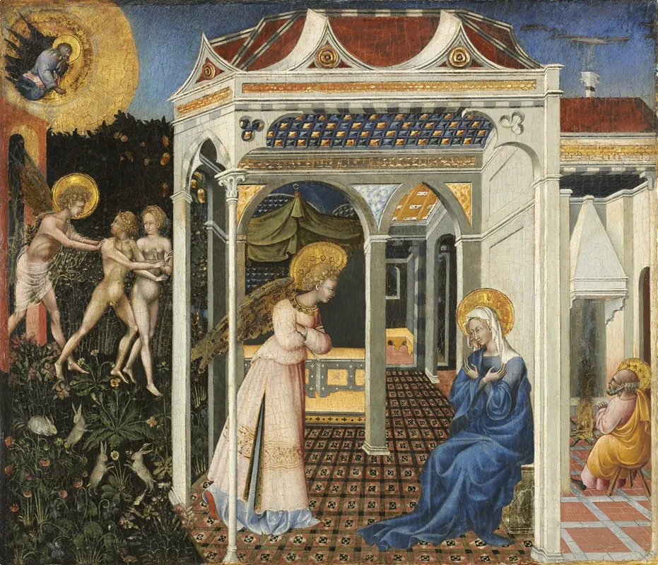The Annunciation And Expulsion From Paradise Wall Art by Giovanni di Paolo - High-Resolution Digital Print