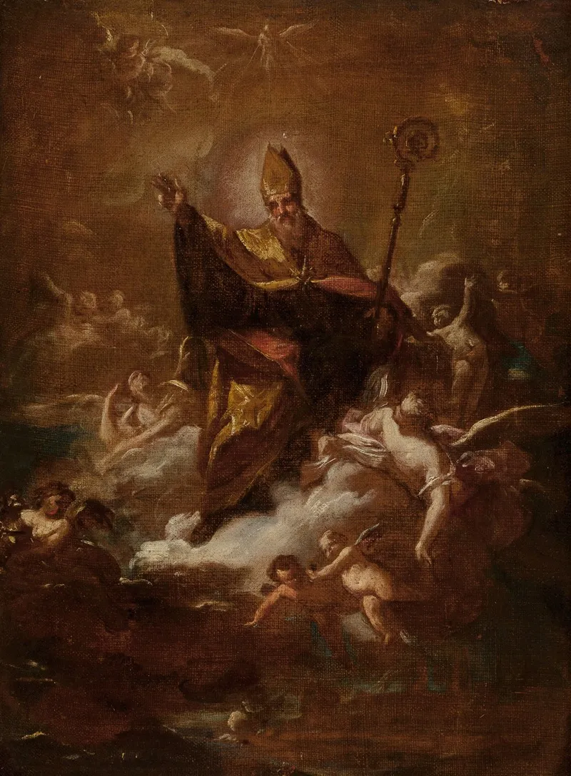 The Apotheosis Of A Bishop Saint Wall Art by Neapolitan School - High-Resolution Digital Print