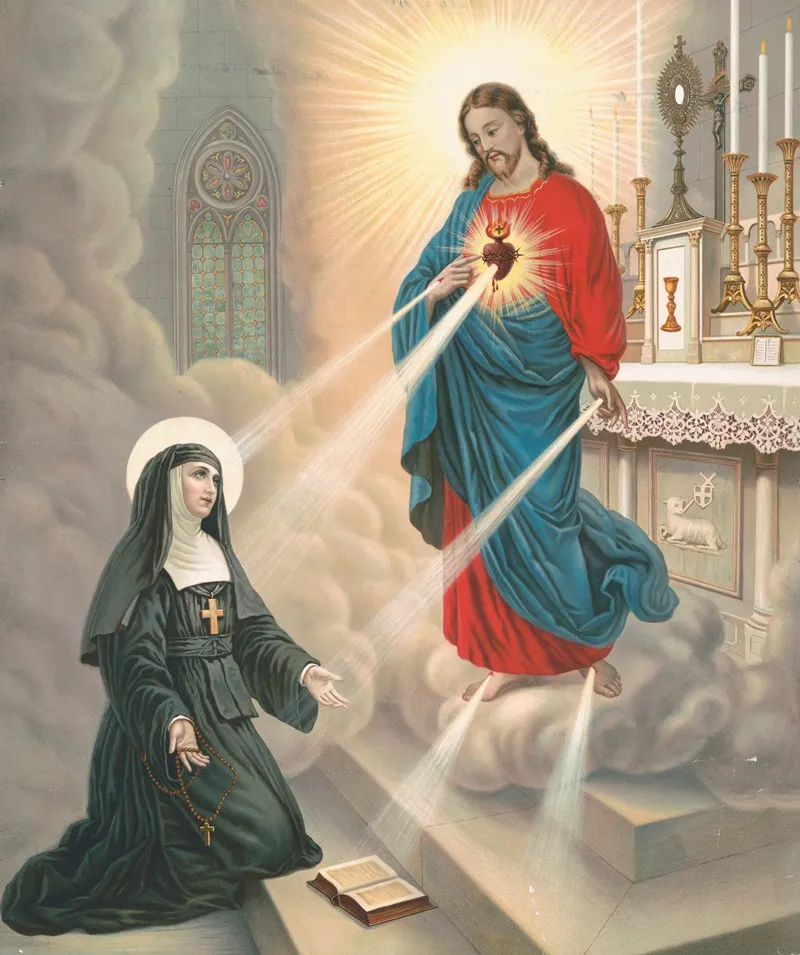 The Apparition Of Our Lord To Blessed Margaret Mary Alacoque Wall Art by Langan &amp; Bro. - High-Resolution Digital Print