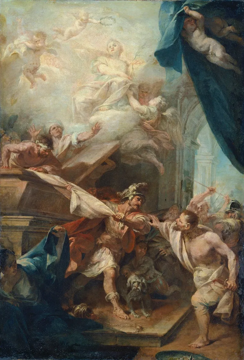 The Appearance Of A Female Martyr Wall Art by Pietro Antonio Magatti - High-Resolution Digital Print
