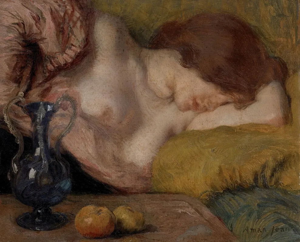 The Apples Or Young Woman Sleeping Wall Art by Edmond Aman-Jean - High-Resolution Digital Print