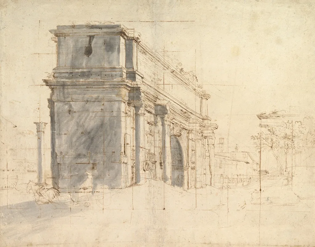 The Arch Of Septimius Severus In The Roman Forum With The Column Of Phocas At The Left And The Temple Of Saturn At The Right