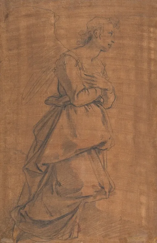 The Archangel Gabriel Kneeling To The Right Small Study Of Head At Lower Left