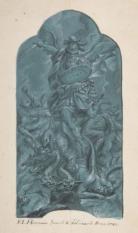 The Archangel Michael Banishing Vice Wall Art by Franz Ludwig Hermann - High-Resolution Digital Print
