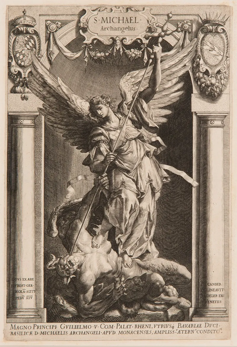 The Archangel Michael Defeating Satan In A Niche