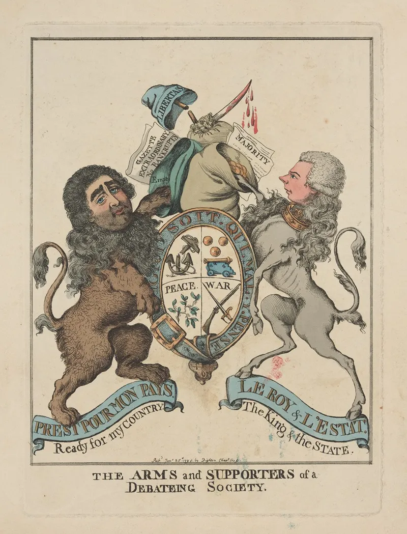 The Arms And Supporters Of A Debateing Society Wall Art by Robert Dighton - High-Resolution Digital Print
