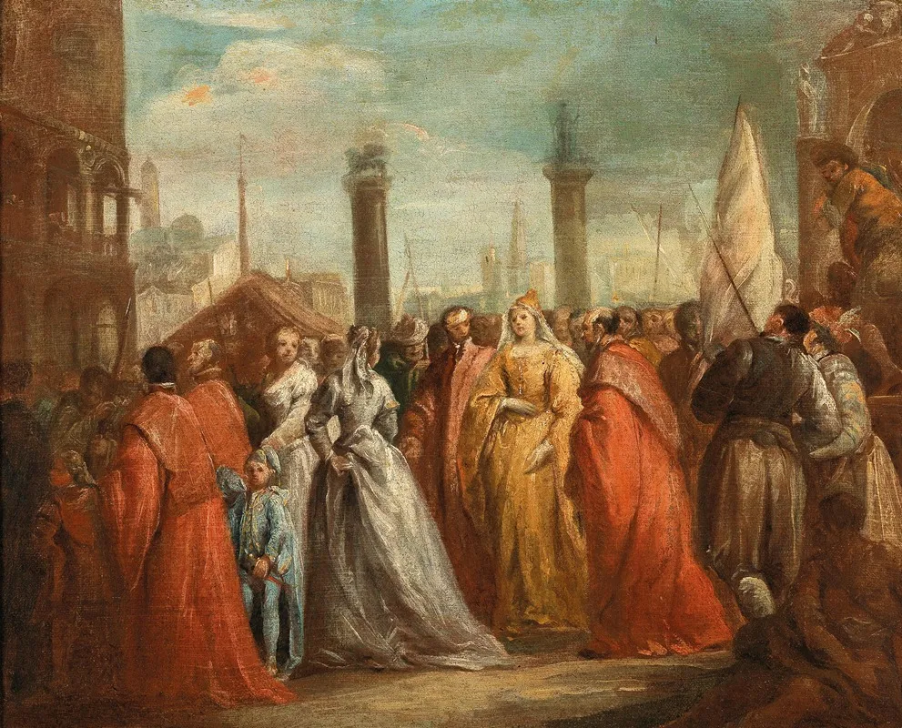 The Arrival Of The Dogaressa In The Piazzetta Venice