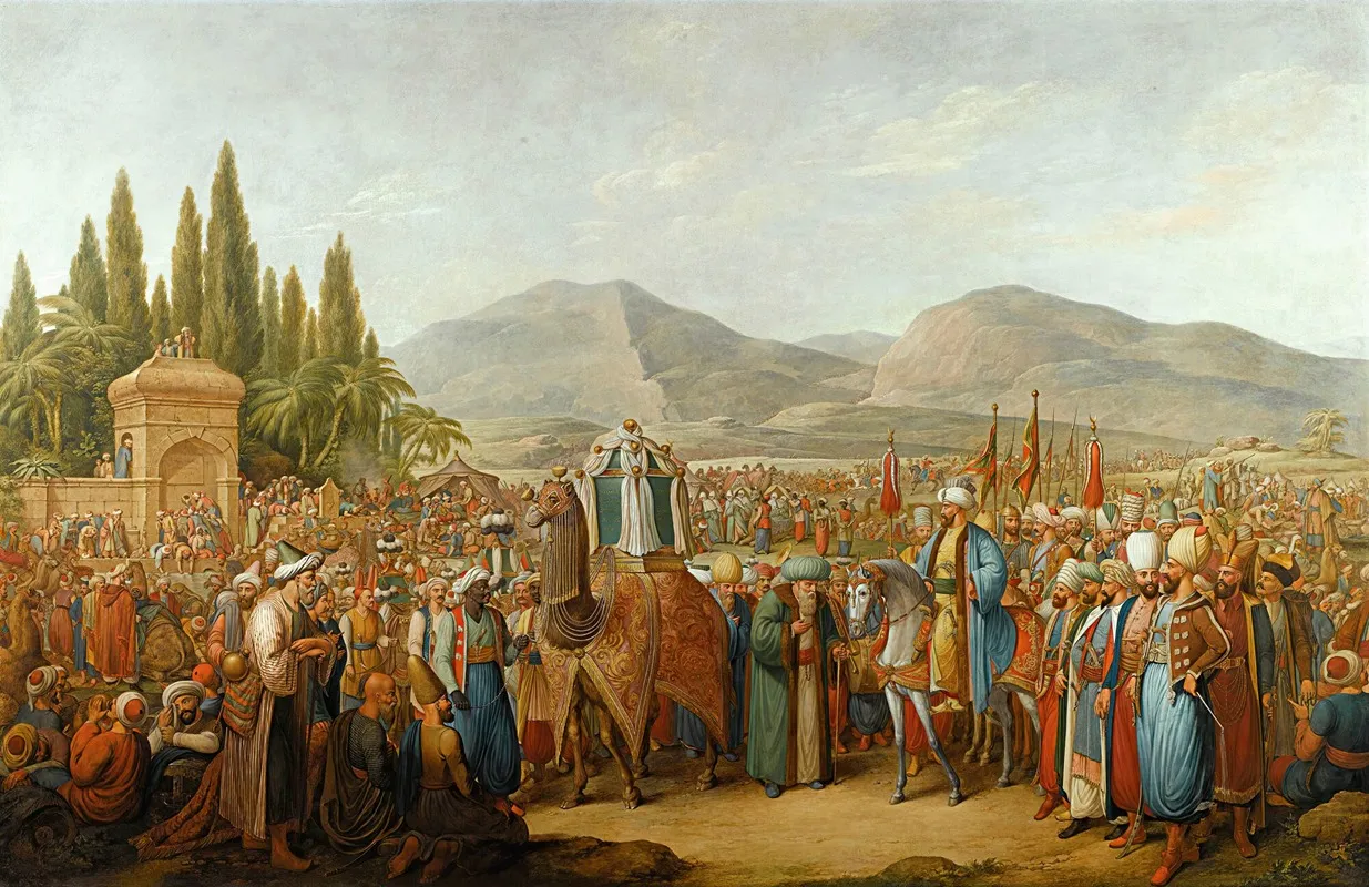 The Arrival Of The Mahmal At An Oasis En Route To Mecca Wall Art by Georg Emanuel Opiz - High-Resolution Digital Print