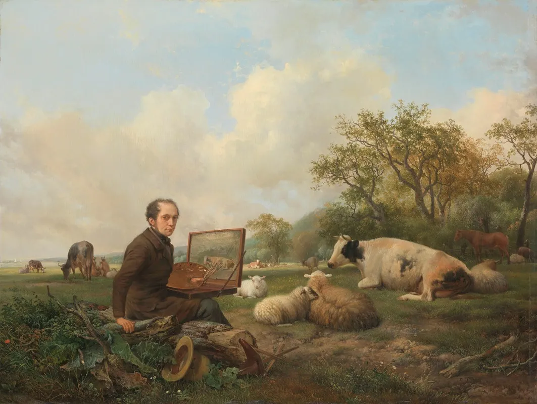 The Artist Painting A Cow In A Meadow