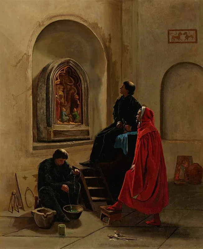 The Artist Paints The Church Wall Art by Edwin Howland Blashfield - High-Resolution Digital Print