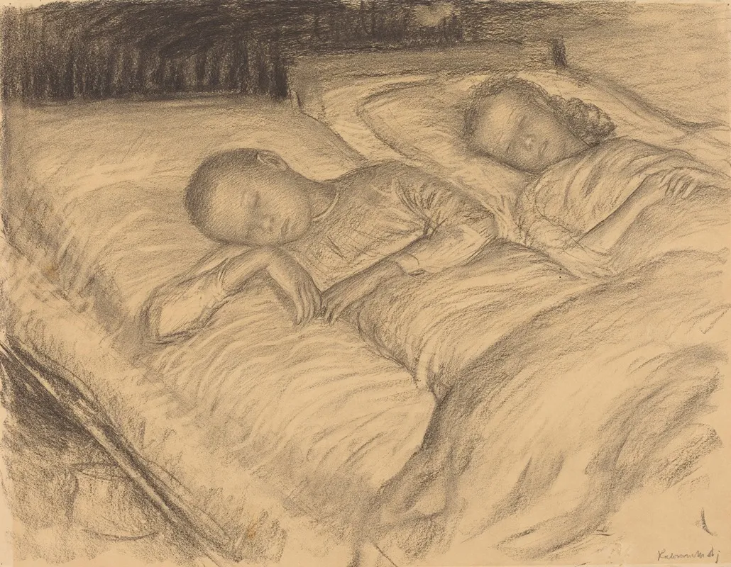 The Artists Children Wolf And Anna Asleep