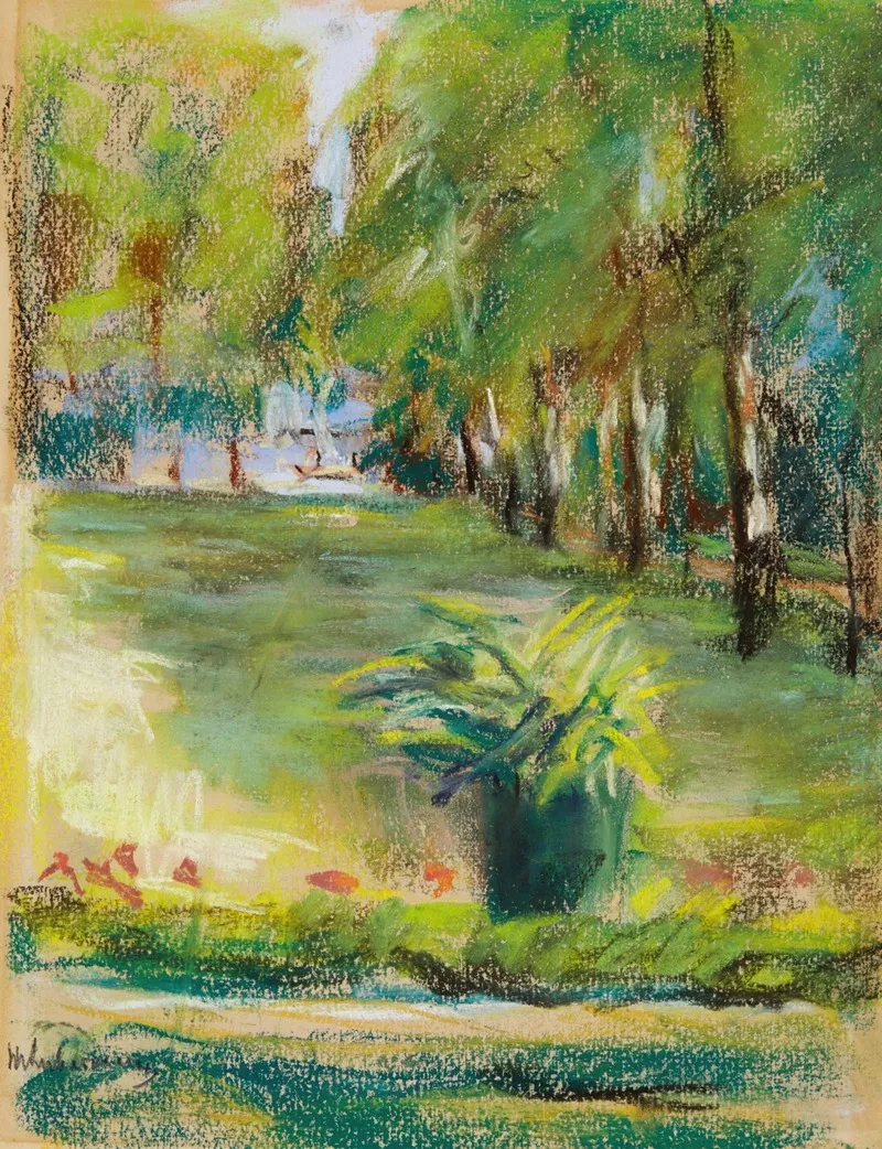 The Artists Garden Seen To The East From The Terrace With A View Of The Birch Avenue And The Wannsee