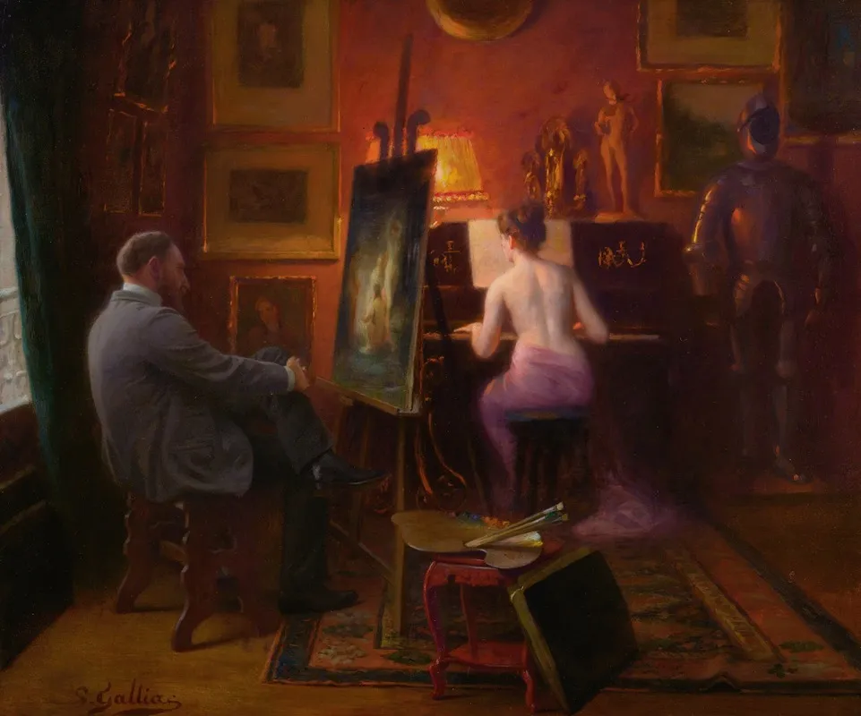 The Artists Model Wall Art by Louis Galliac - High-Resolution Digital Print