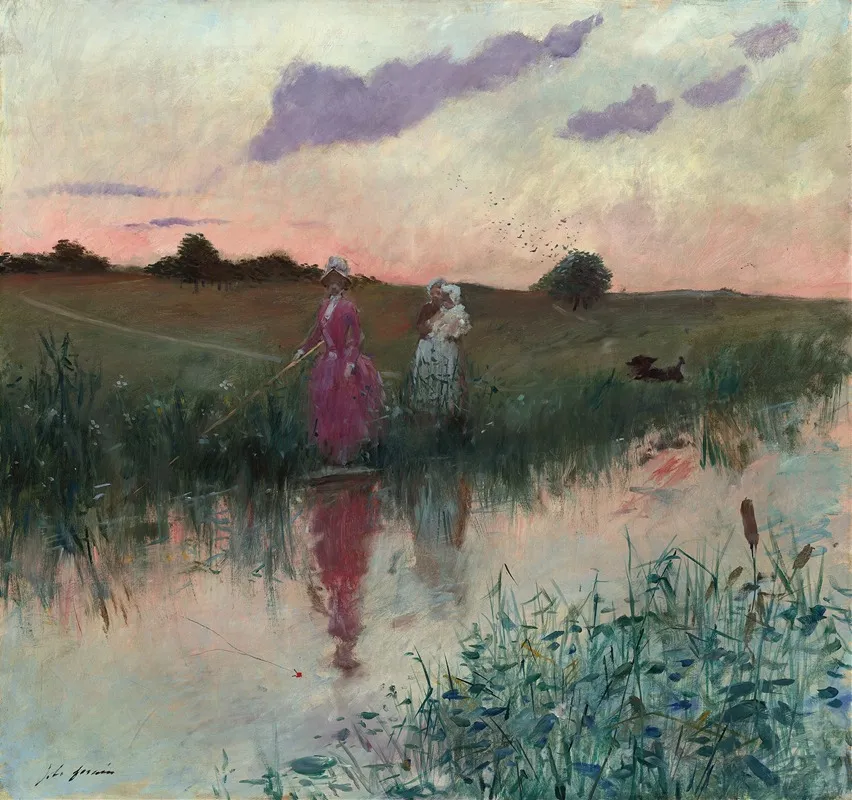 The Artists Wife Fishing Wall Art by Jean-Louis Forain - High-Resolution Digital Print