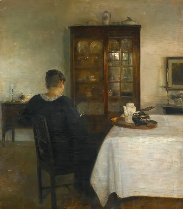The Artists Wife In An Interior Wall Art by Carl Holsøe - High-Resolution Digital Print