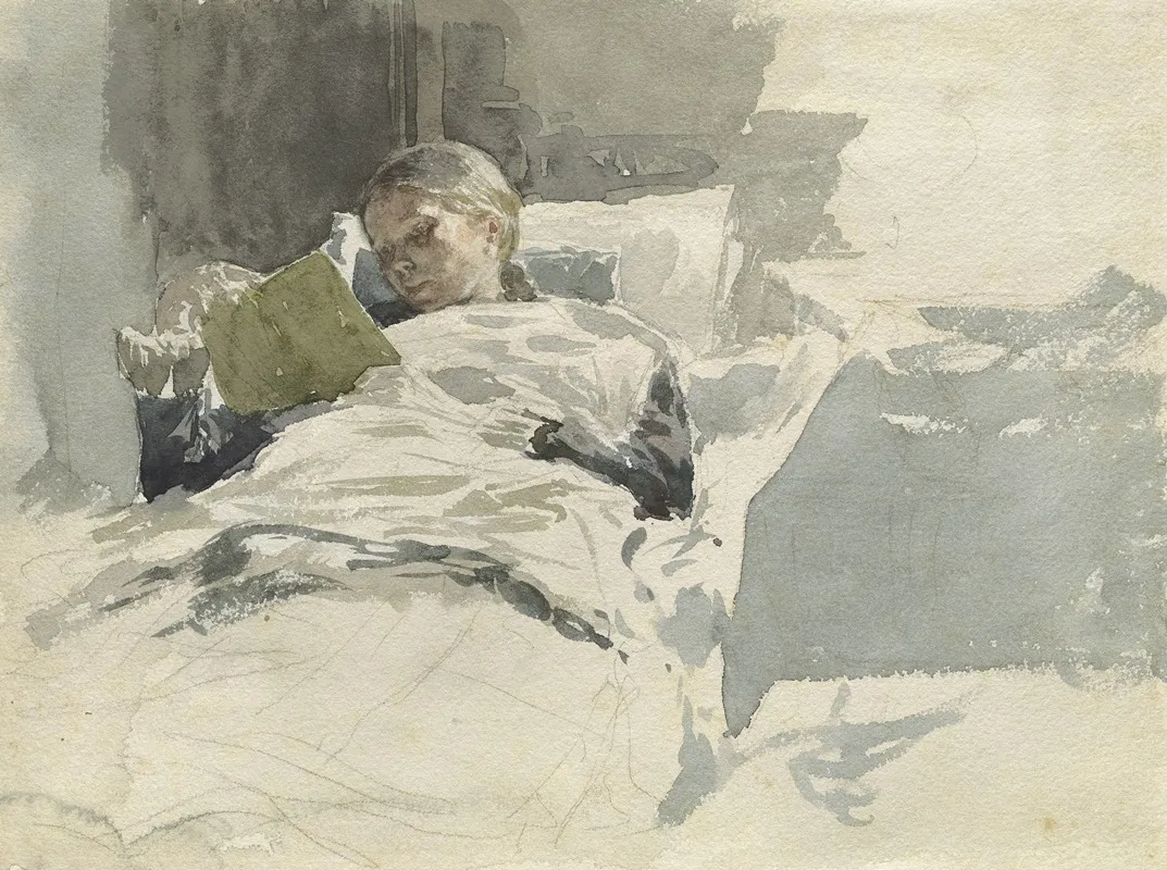 The Artists Wife Reading In Bed