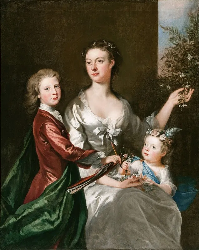 The Artists Wife Susanna Son Anthony And Daughter Susanna Wall Art by Joseph Highmore - High-Resolution Digital Print