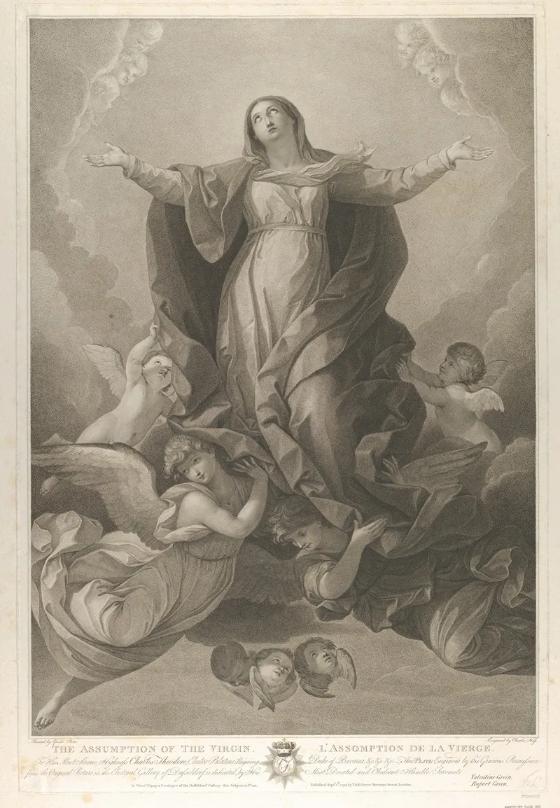 The Assumption Of The Virgin Who Rises With Arms Outstretched Angels Supporting Her From Below After Reni Wall Art by Carl Ernst Christoph Hess - High-Resolution Digital Print