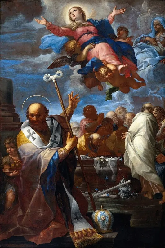The Assumption Of The Virgin With Saints Anne And Nicholas Of Myra Wall Art by Giovanni Battista Lenardi - High-Resolution Digital Print