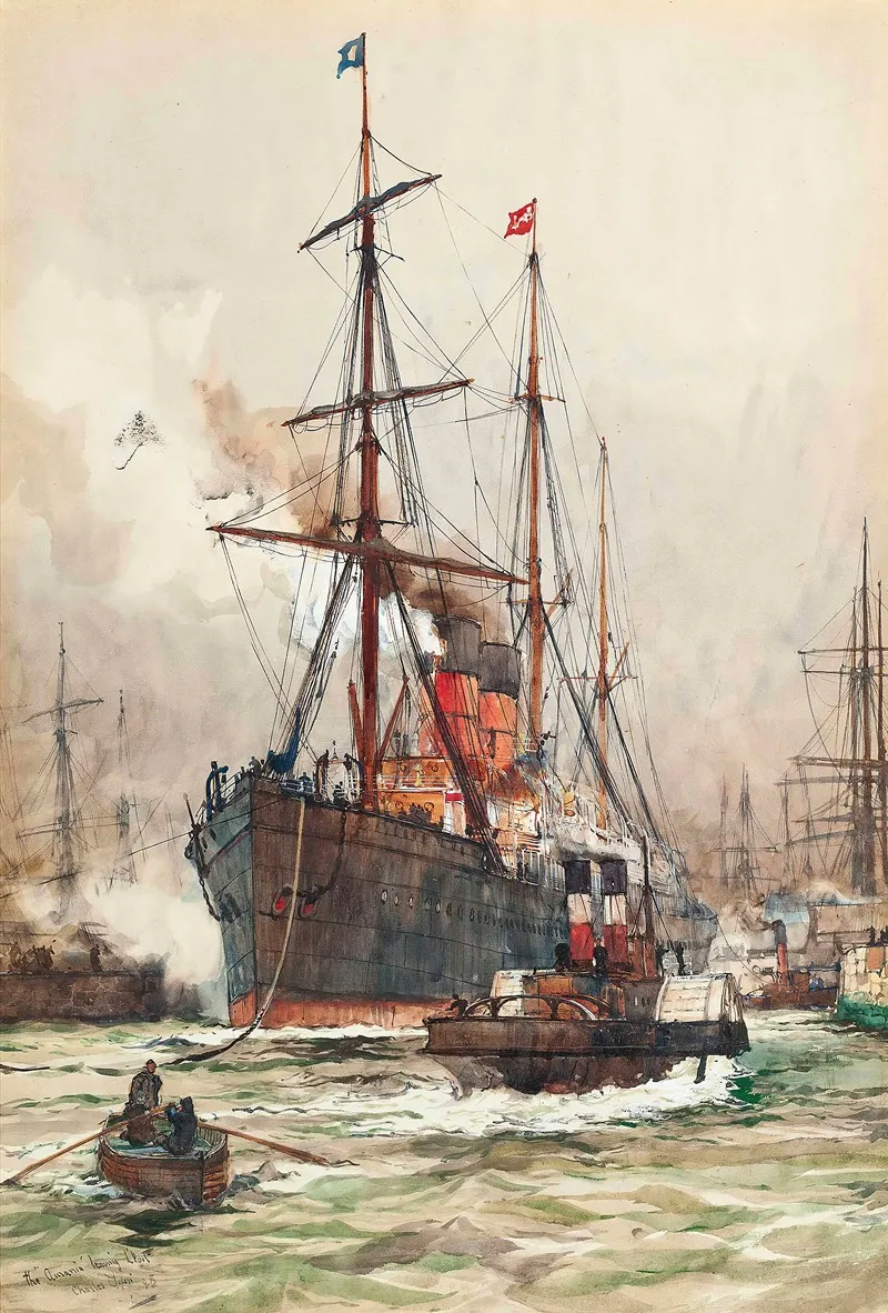 The Aurania Under Escort As She Leaves The Harbour At Liverpool