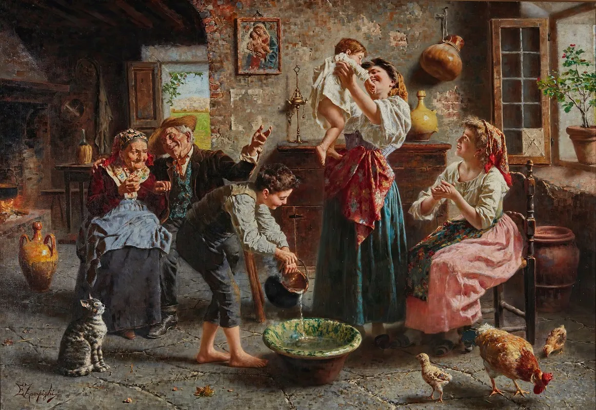 The Babys Bath Wall Art by Eugenio Zampighi - High-Resolution Digital Print
