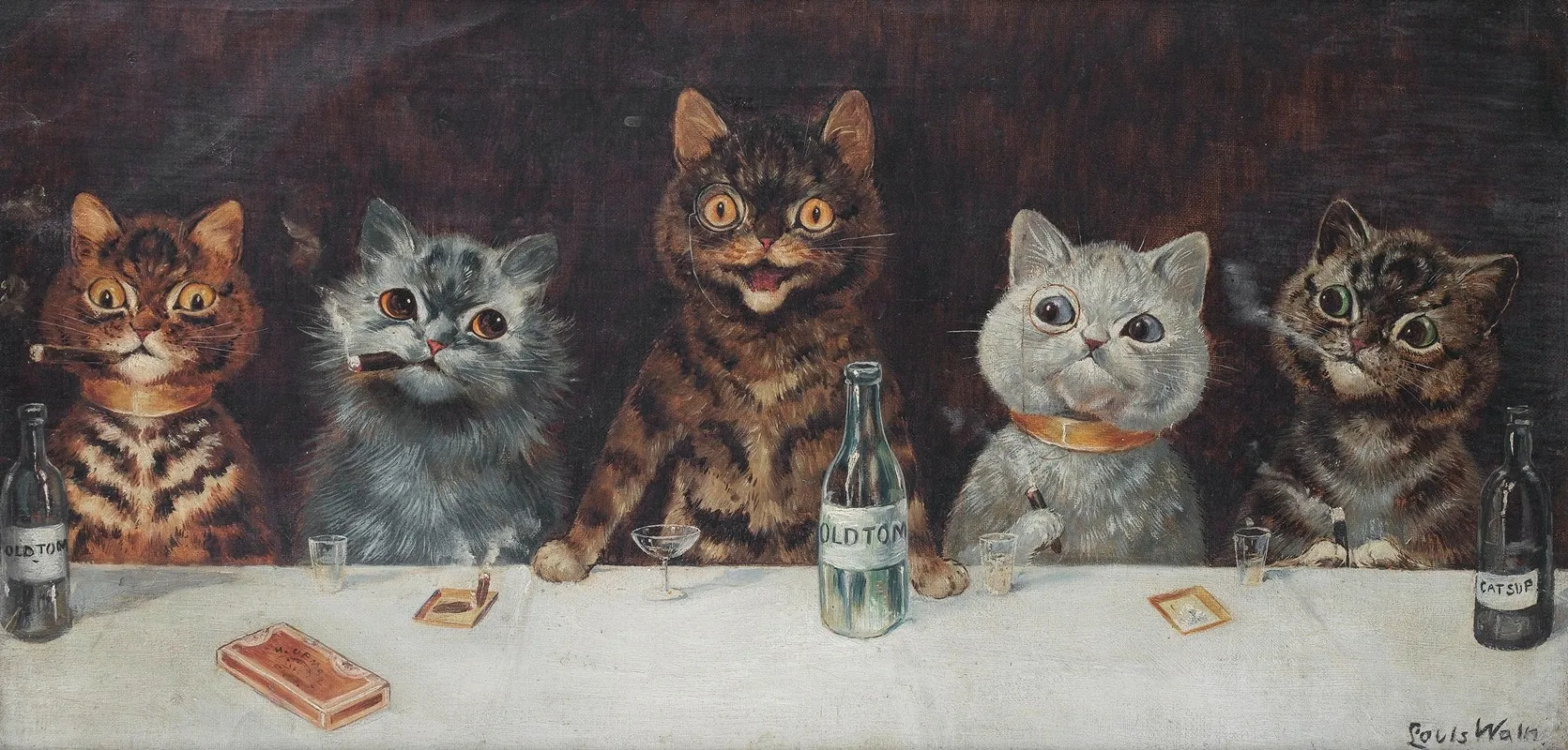The Bachelor Party Wall Art by Louis Wain - High-Resolution Digital Print