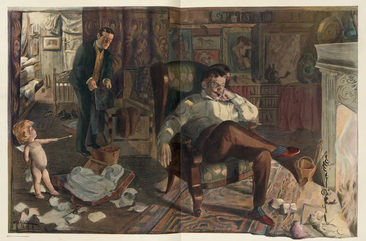 The Bachelors Last Christmas Eve Wall Art by Rose Cecil O'Neill - High-Resolution Digital Print