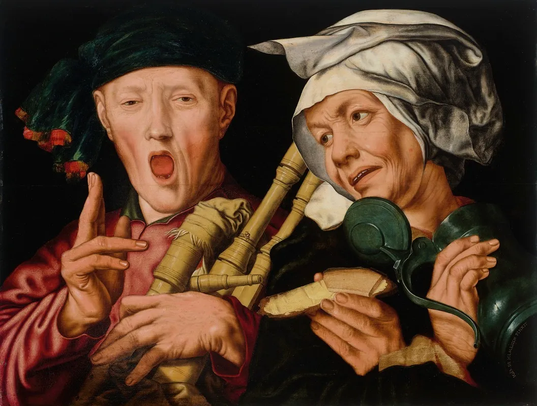 The Bagpiper And Merry Wife Wall Art by Jan Sanders Van Hemessen - High-Resolution Digital Print