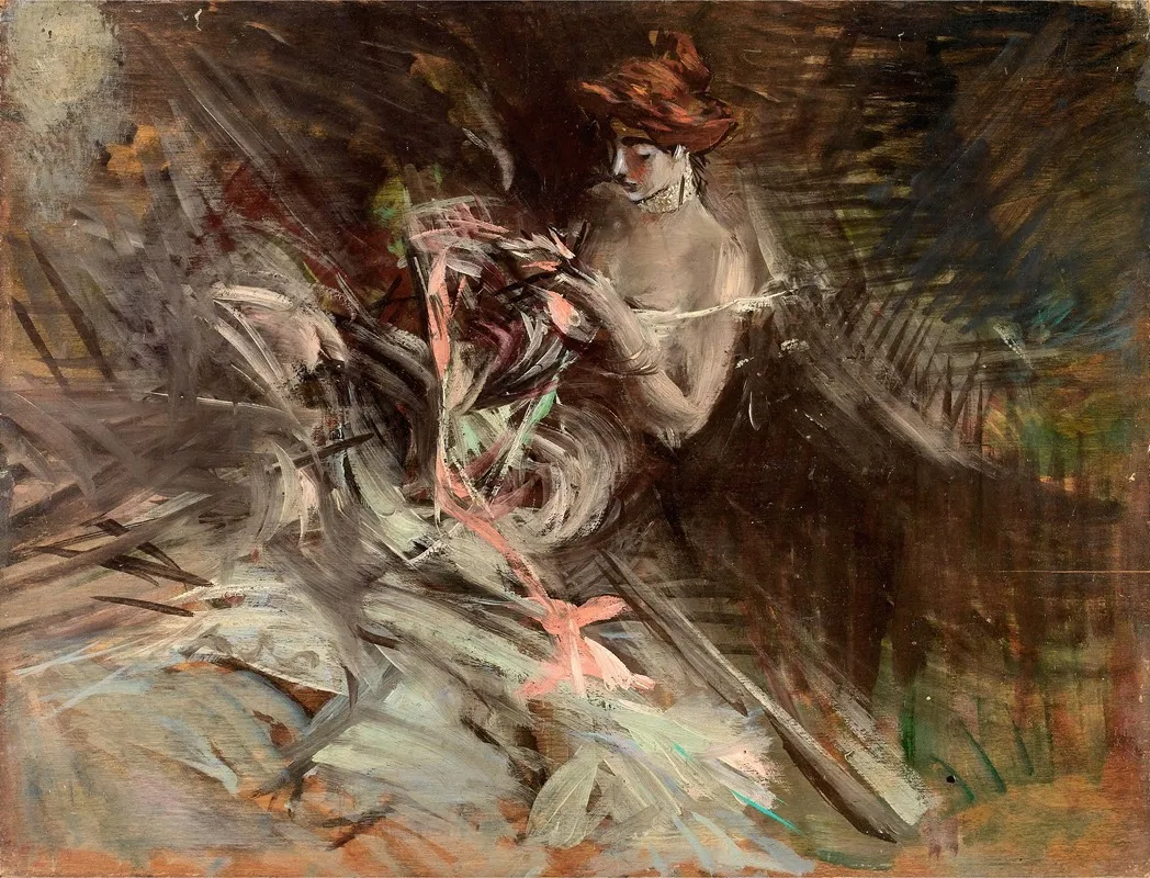 The Ball Gown Interior With Young Girl Sewing