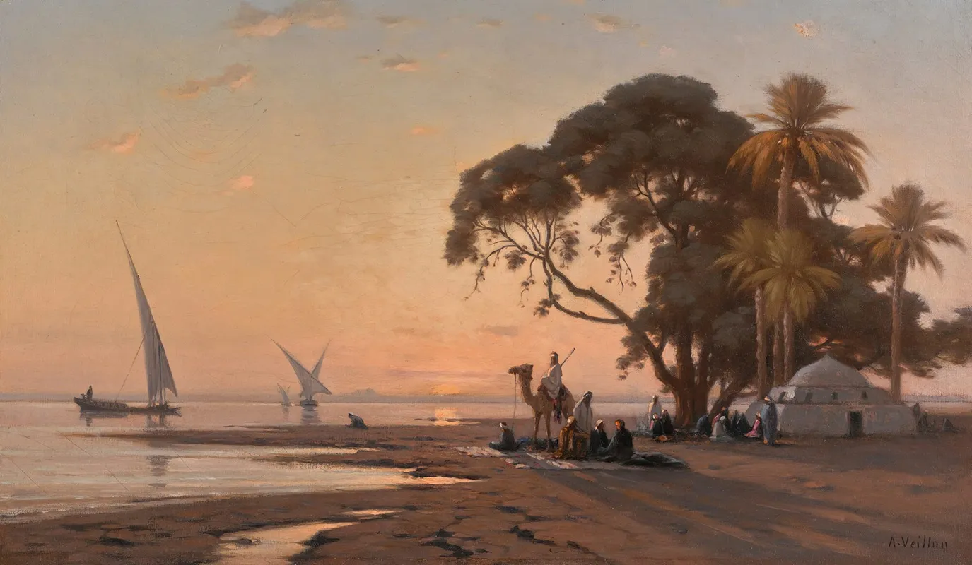 The Banks Of The Nile Wall Art by Auguste Veillon - High-Resolution Digital Print