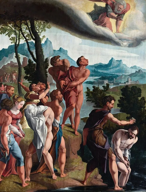 The Baptism Of Christ 3 Wall Art by Workshop of Jan van Scorel - High-Resolution Digital Print