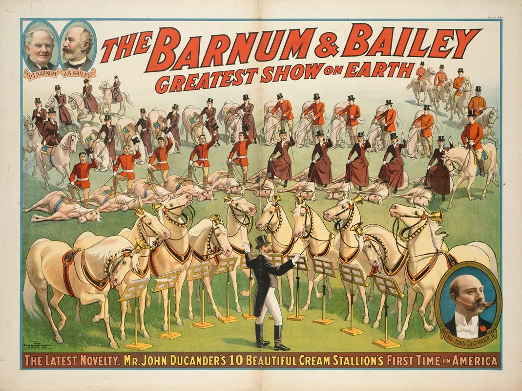 The Barnum Bailey Greatest Show On Earth The Latest Novelty Mr John Ducanders 10 Beautiful Cream Stallions First Time In America