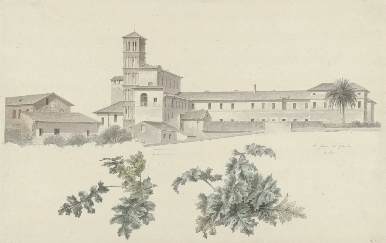 The Basilica Of Santi Giovanni E Paolo In Rome With Two Studies Of Plants
