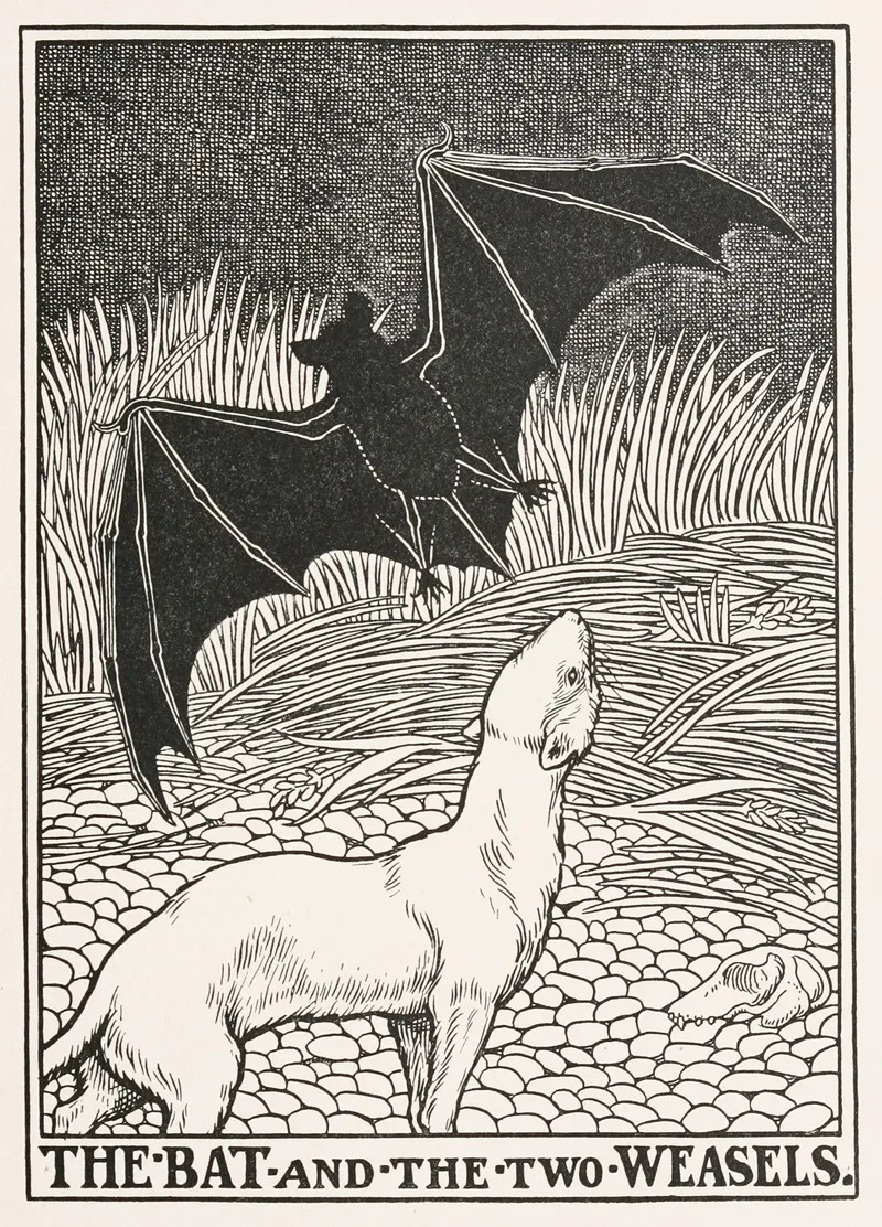 The Bat And The Two Weasels Wall Art by Percy J. Billinghurst - High-Resolution Digital Print