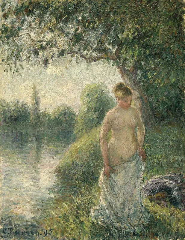 The Bather Wall Art by Camille Pissarro - High-Resolution Digital Print