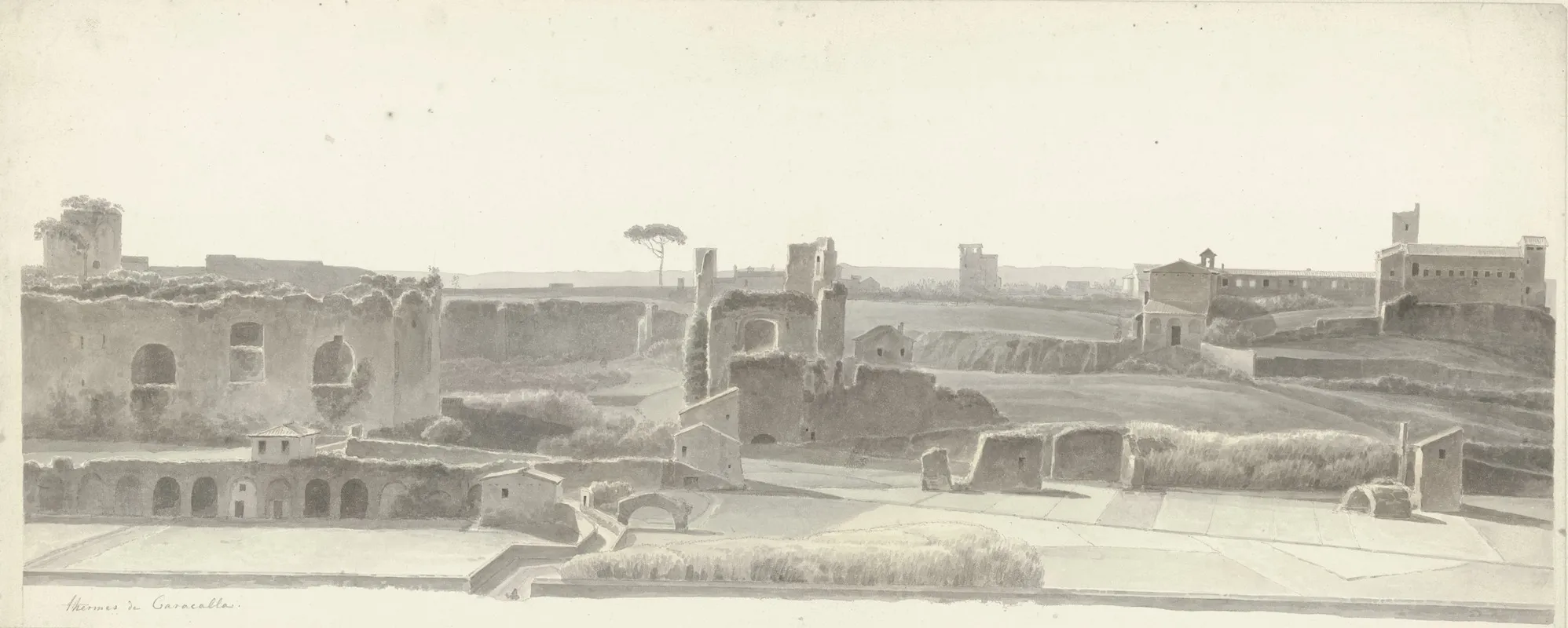 The Baths Of Caracalla And Three Capitals From The Villa Mattei In Rome