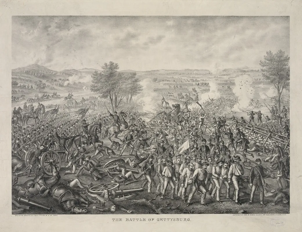 The Battle Of Gettysburg 5 Wall Art by Kurz & Allison - High-Resolution Digital Print
