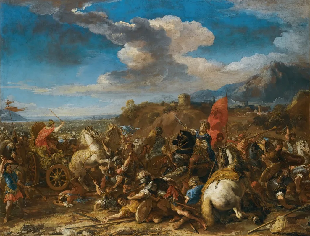 The Battle Of Issus Alexander The Greats Army Defeats Darius And The Persians Wall Art by Jacques Courtois - High-Resolution Digital Print