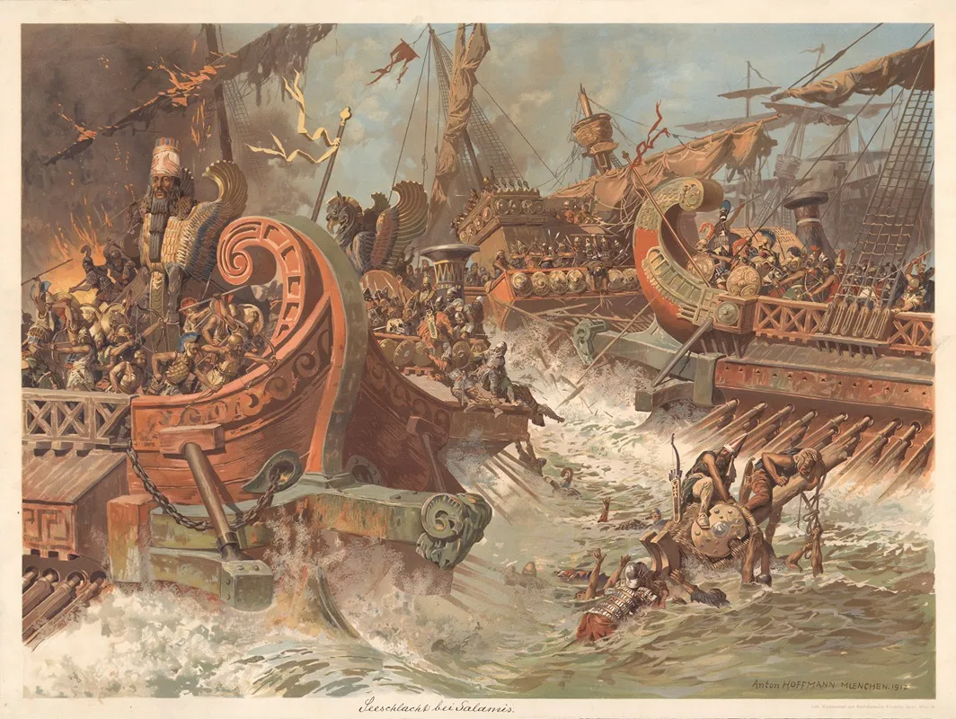 The Battle Of Salamis 2 Wall Art by Anton Hoffmann - High-Resolution Digital Print
