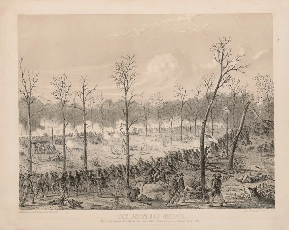 The Battle Of Shiloh Charge And Taking Of A New Orleans Battery By The 14th Regt Wisconsin Volunteers Monday April 7 1862 Wall Art by Alfred Edward Mathews - High-Resolution Digital Print